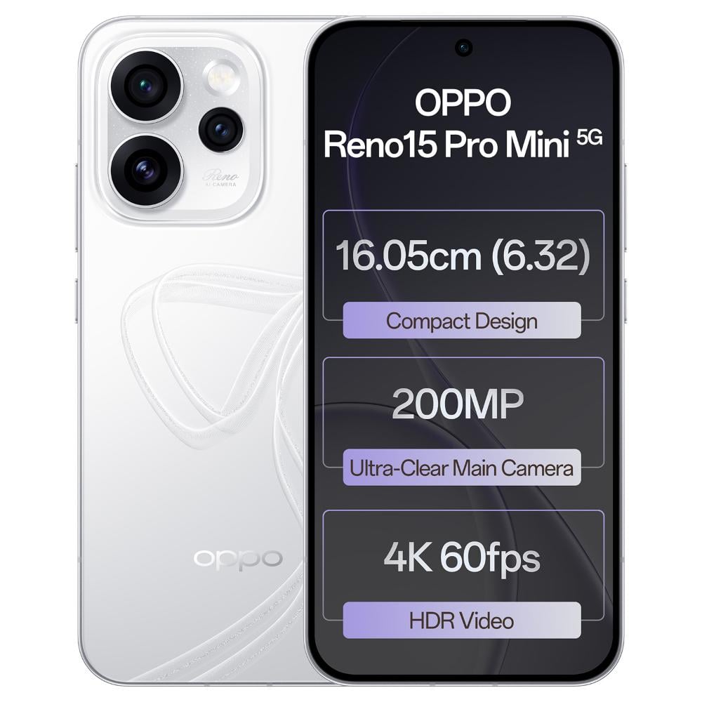 Oppo Reno 15 Pro Mini 5G 12+512GB CPH2813 G.White at Babloo Mobile, Ankleshwar
