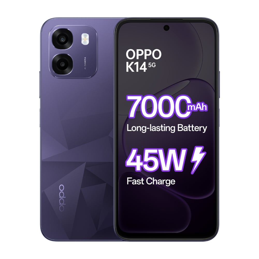 Oppo K14 5G 6+128GB CPH2869 Prism Violet at Babloo Mobile, Ankleshwar