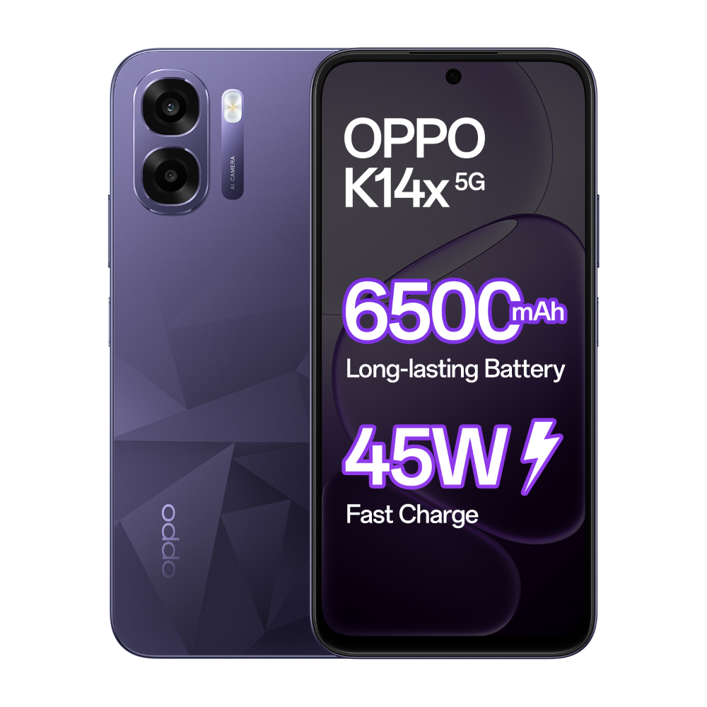 Oppo K14x 5G 4+64GB CPH2871 Prism Violet at Babloo Mobile, Ankleshwar