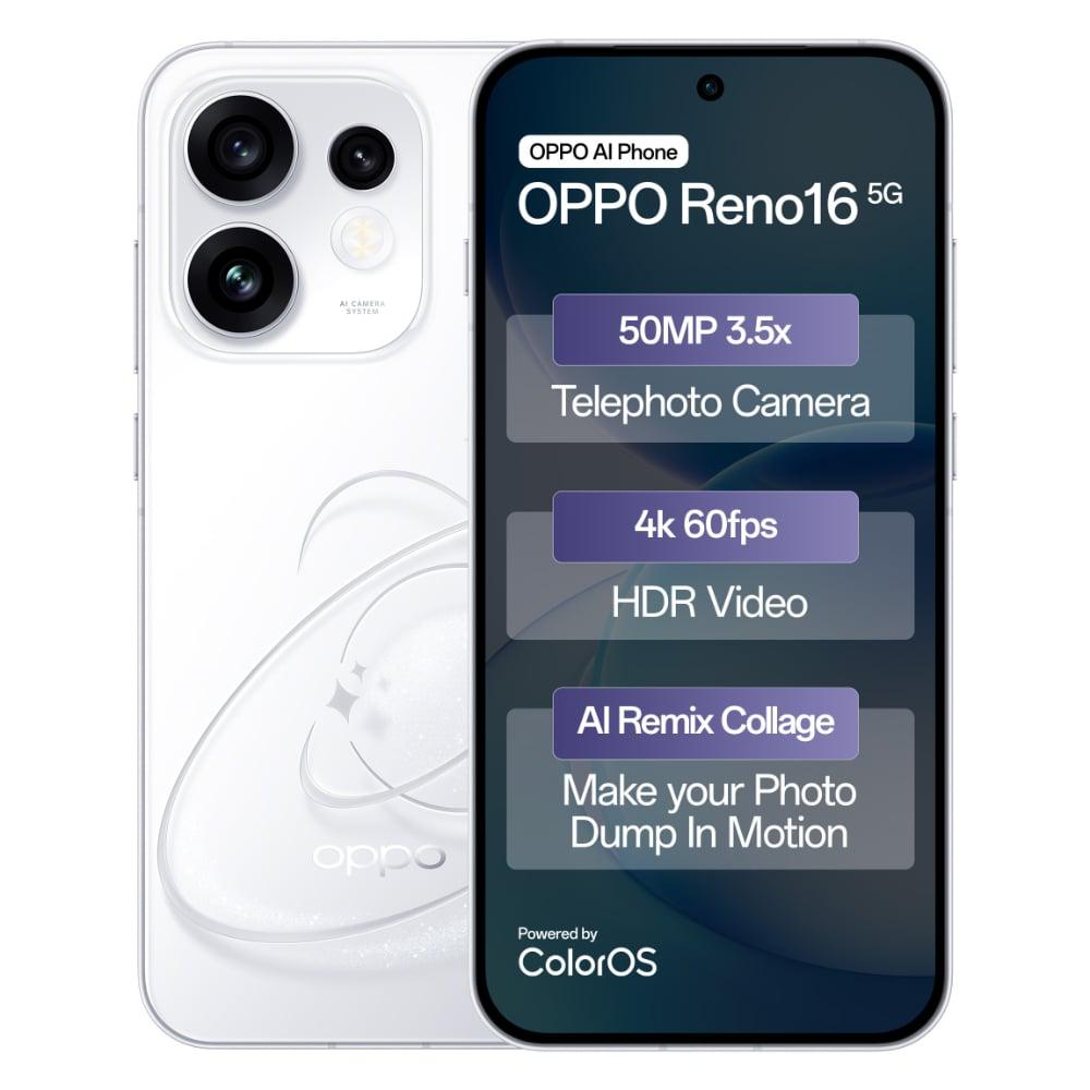 Oppo Reno 16 5G 12+256GB CPH2865 Starry White at Babloo Mobile, Ankleshwar