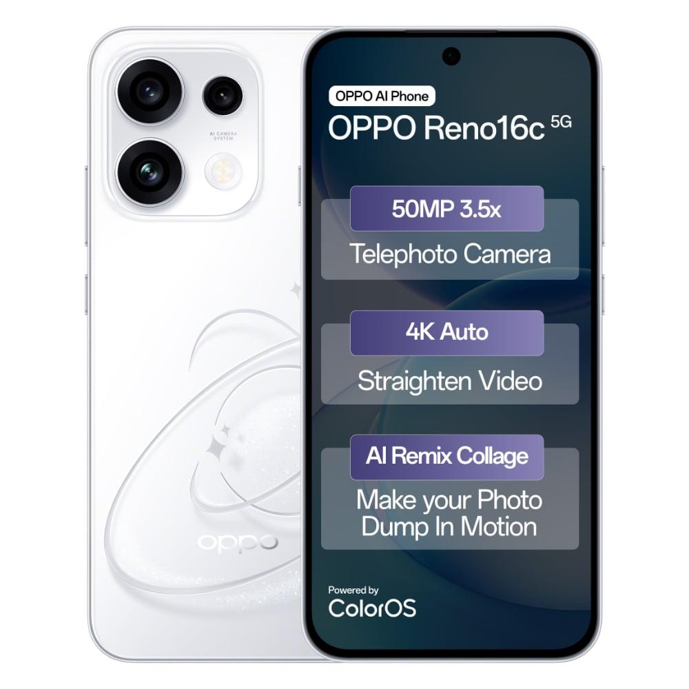 Oppo Reno 16c 5G 12+256GB CPH2859 Starry White at Babloo Mobile, Ankleshwar
