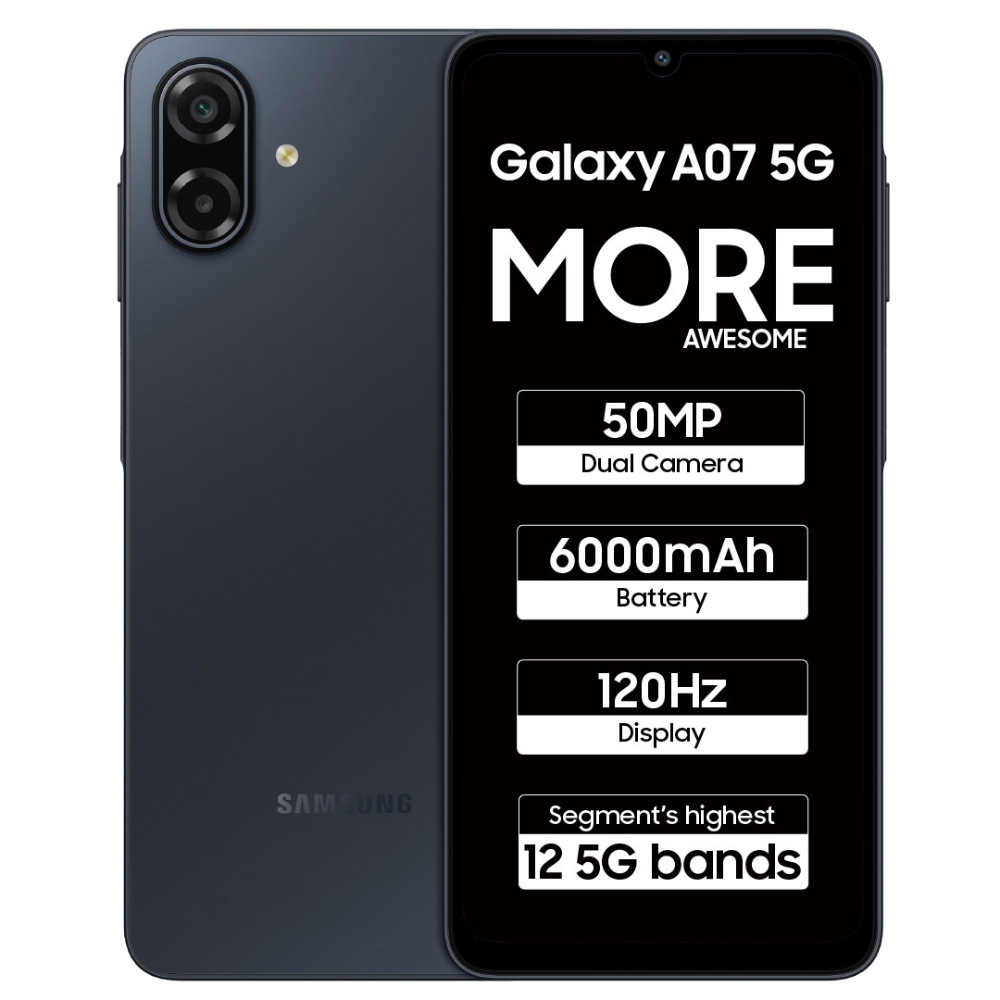 Samsung A076B Galaxy A07 5G 6+128GB Black at Babloo Mobile, Ankleshwar