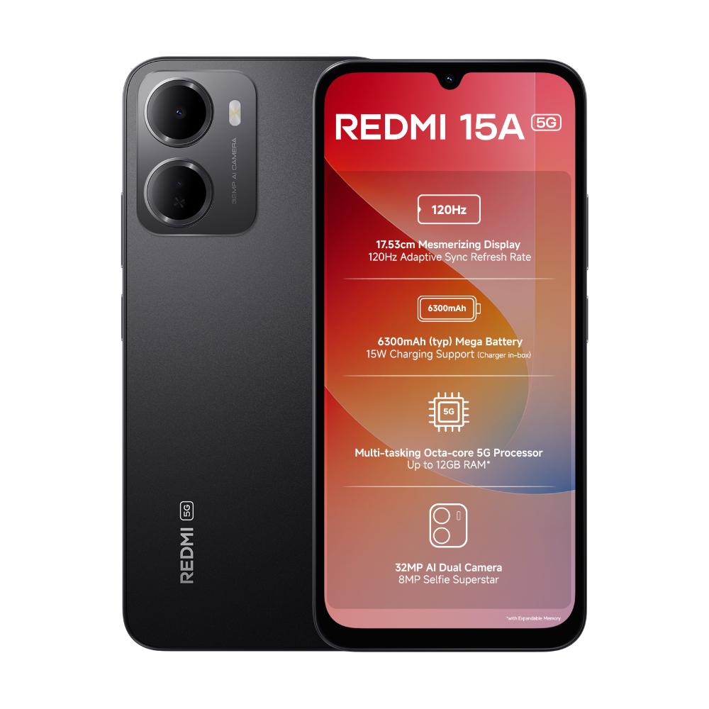 Mi Redmi 15A 5G 6+128GB Ace Black at Babloo Mobile, Ankleshwar