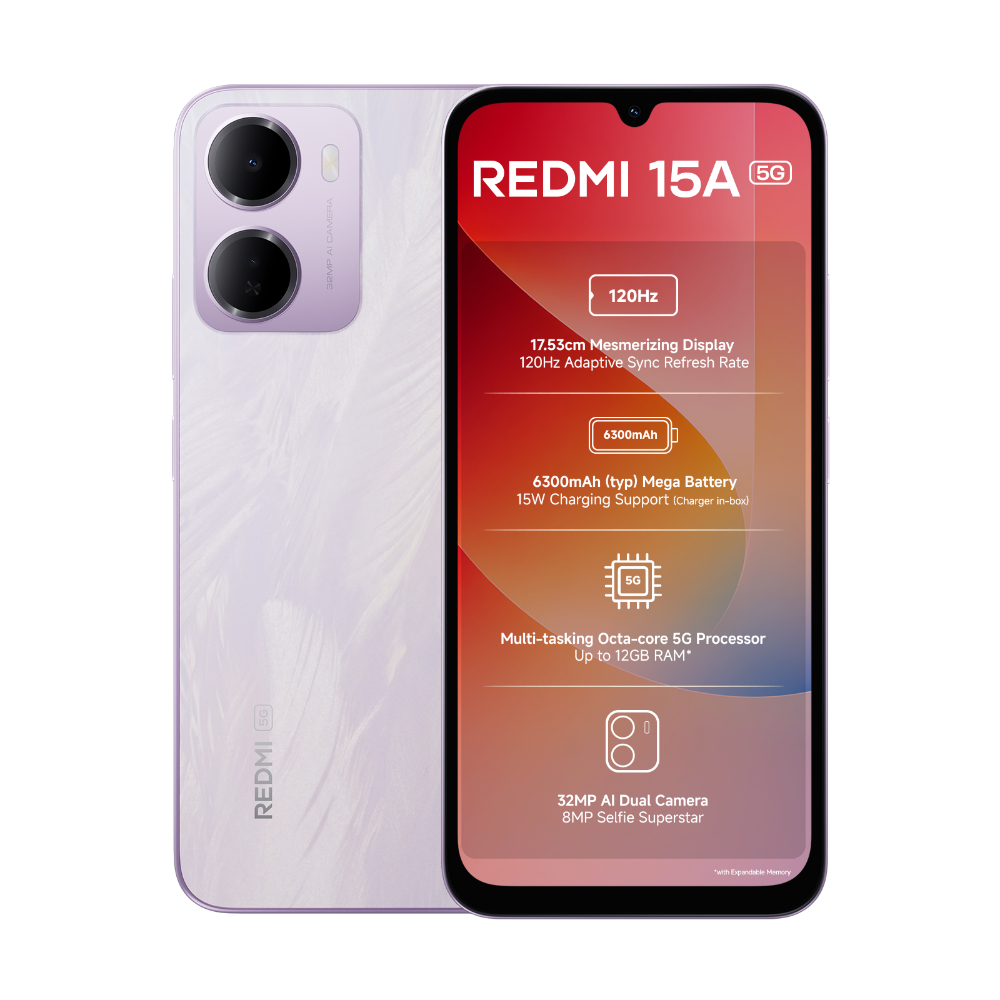 Mi Redmi 15A 5G 6+128GB Amaze Purple at Babloo Mobile, Ankleshwar