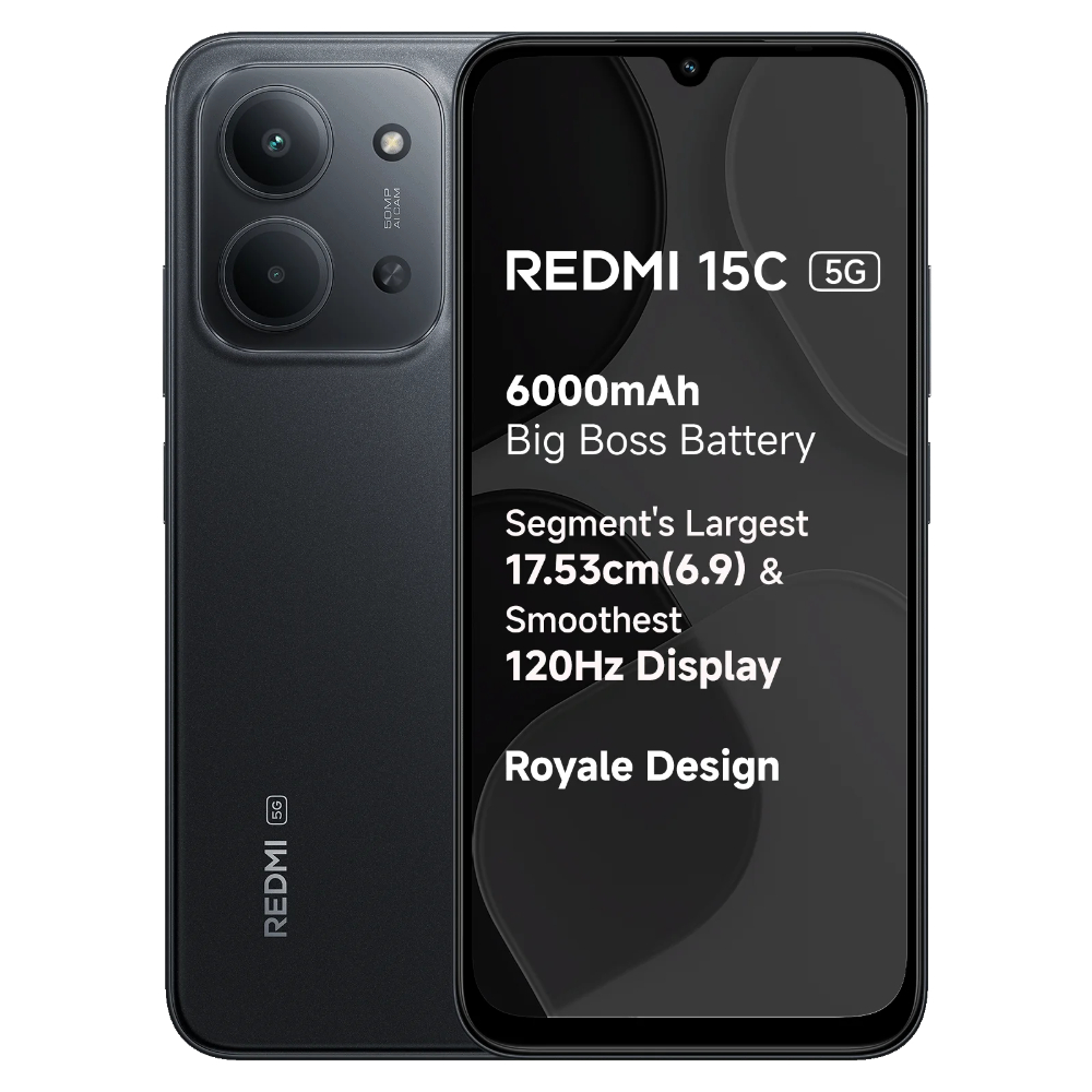 Mi Redmi 15C 5G 4+128GB Midnight Black at Babloo Mobile, Ankleshwar